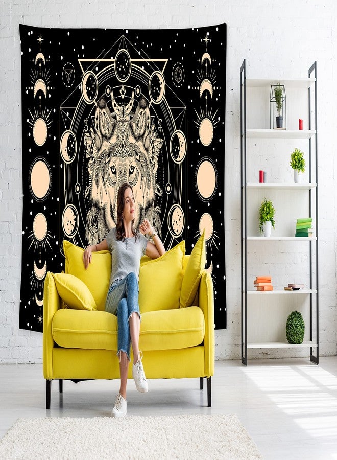 feelacle Wolf Moon Tapestry 60" X 40" Wall Hanging Party Decorations Home Decor For Bedroom Living Room Dorm (150 X 100cm) - Image 4